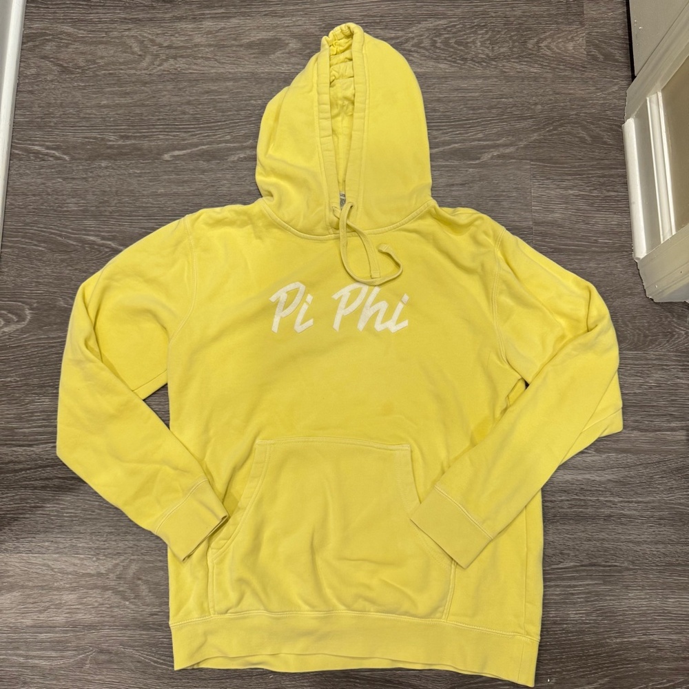 Pi Phi Yellow Cotton Fleece Pullover Hoodie M